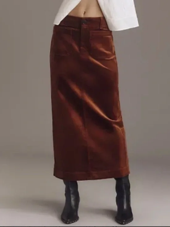 Anthropologie Maeve Colette Corduroy Brown Maxi Skirt XXS