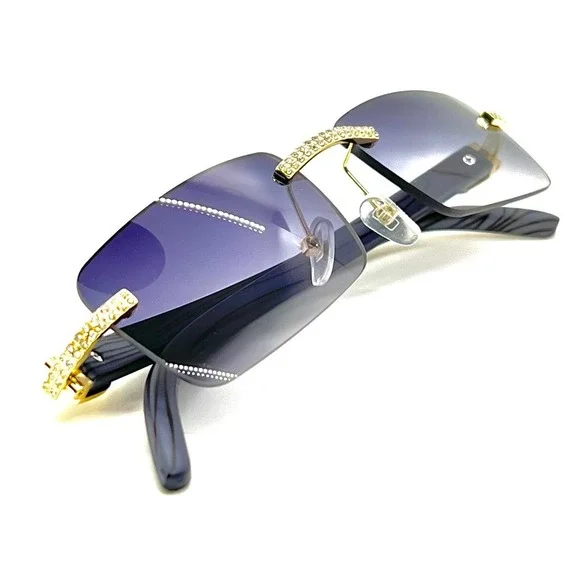 Men Sunglasses Square Rimless Street Wear Classic Trendy Diamond Shades Hip‎ Hop