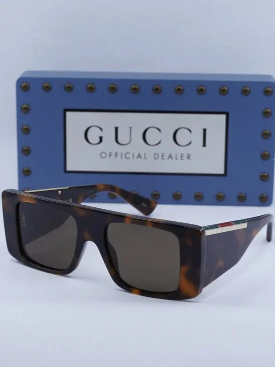 Gucci GG1888S 002 Rectangle Sunglasses - Havana/Brown