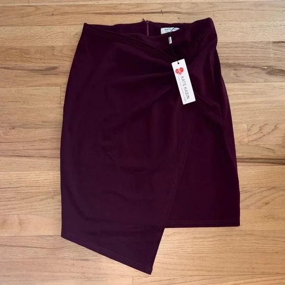 Kate Kasin Deep Burgundy Pencil Skirt