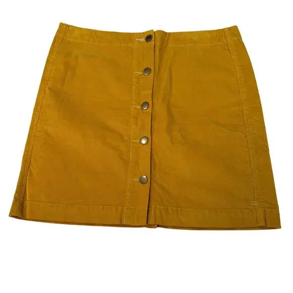 Toad & Co womens mustard corduroy button up skirt. Size 6. academic, preppy