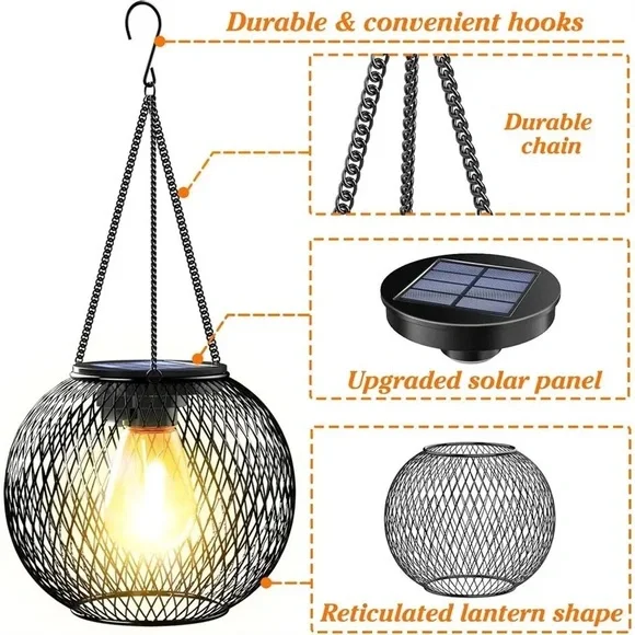 1 Solar Lantern Outdoor Metal Lights Decorative Indoor Hanging Lights Waterproof