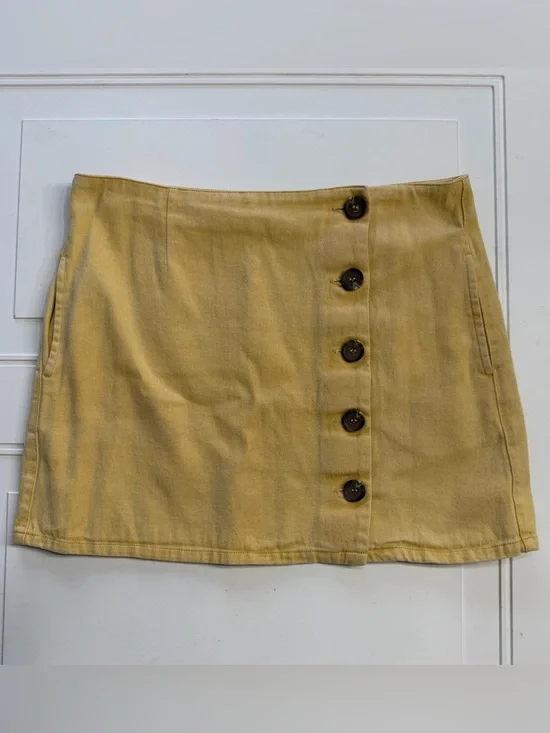 Chloe & Katie Women’s Sz XL Yellow 100% Cotton Button Up Mini Skirt