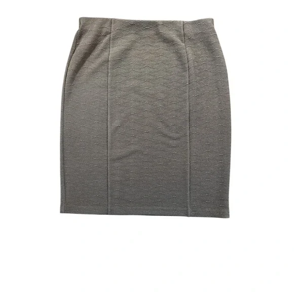 Dress Barn Elastic‎ Waist Pencil Skirt Geometric Pattern Textured Gray Size L