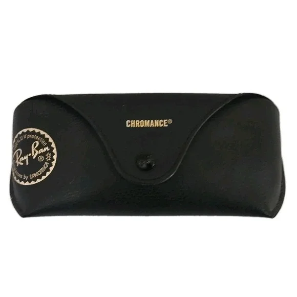 Ray-Ban Chromance Sunglasses Case Only Black Faux‎ Leather Semi Soft Authentic