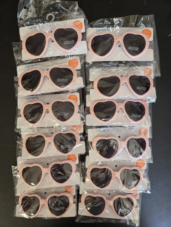 Carter's Casepack Of 12 New Pairs Of Pink Heart Sunglesses, Toddler Size