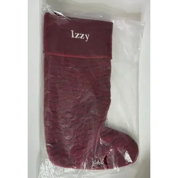 NWT POTTERY BARN Channel Quilted Velvet Stockings IZZY