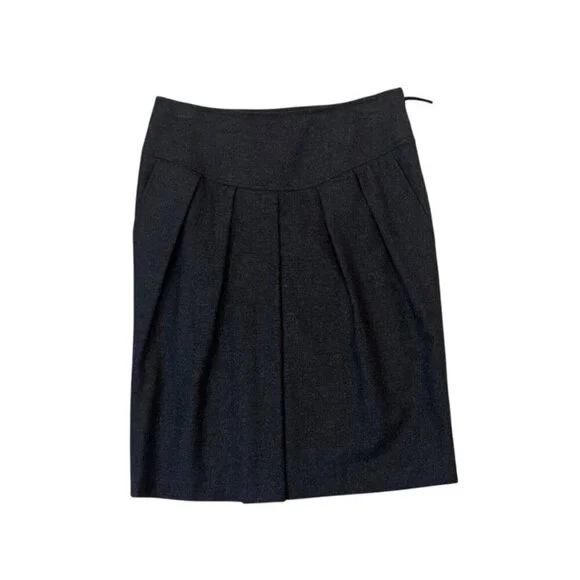 Max Mara Grey Wool Blend Pleated Pencil Skirt Womens Size 8