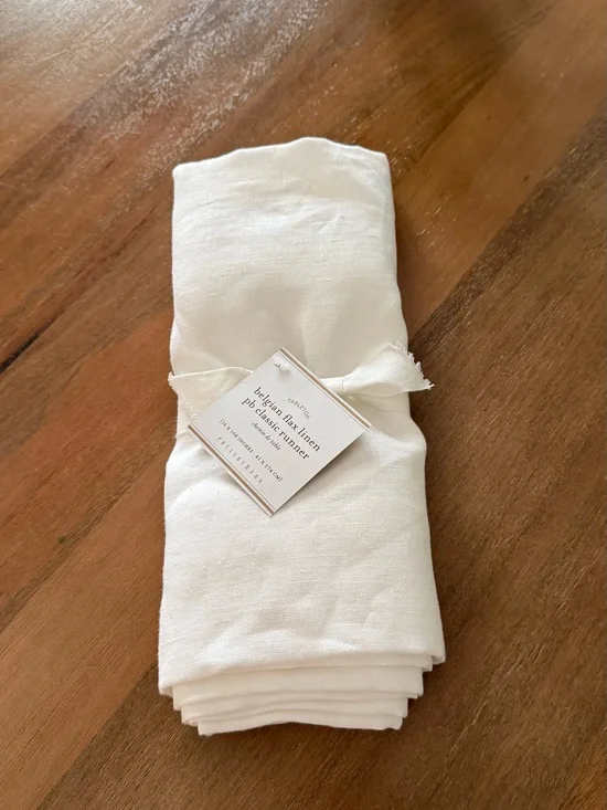 NWT Pottery Barn White Belgian Flax Linen Table Runner