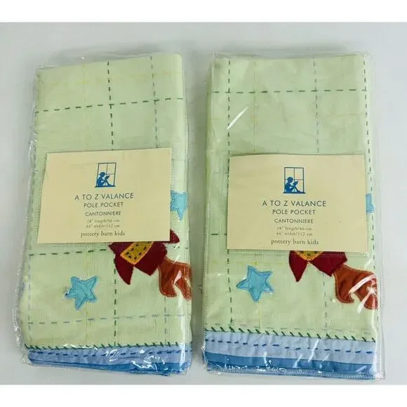 Pottery Barn Kids A to Z Valance Rod Pocket‎ 18x44 Car Frog Nursery Set of 2 New