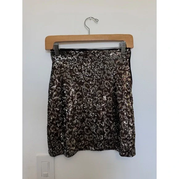 Zara TRF Sequin Cheetah Leopard Mini Skirt – Women's XS – NWOT