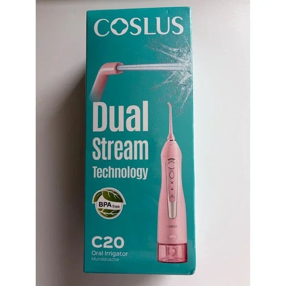 COSLUS C20 Oral Irrigator Dual Stream Portable Water Flosser Pink New