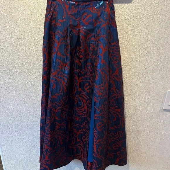 NWT Maeve - Anthropologie Red and Blue A-Line Slit Skirt