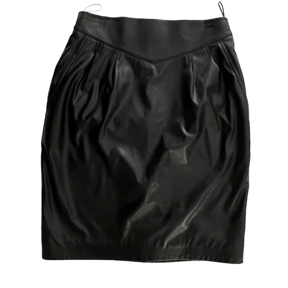 Anne Fontaine Vegan Black Faux Leather Pencil Skirt Women Size 38/US 2-4