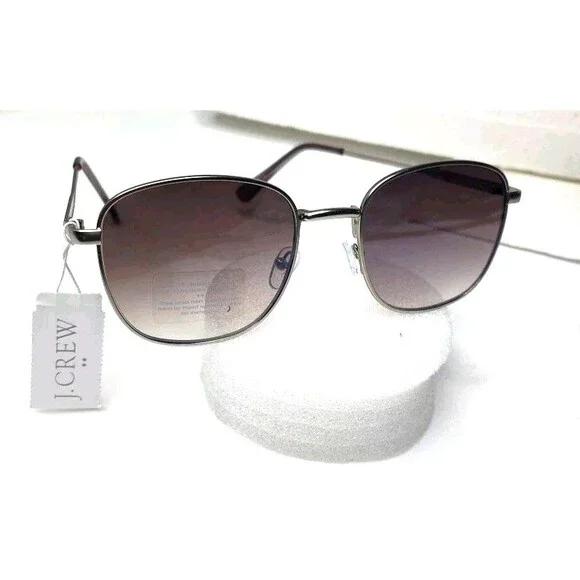 J. Crew NWT Men Gunmetal Aviator Square Sunglasses Black Gradient 50-19-150 NEW
