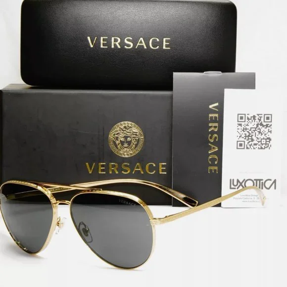 Versace Pilot Metal 59mm Sunglasses New Italy
