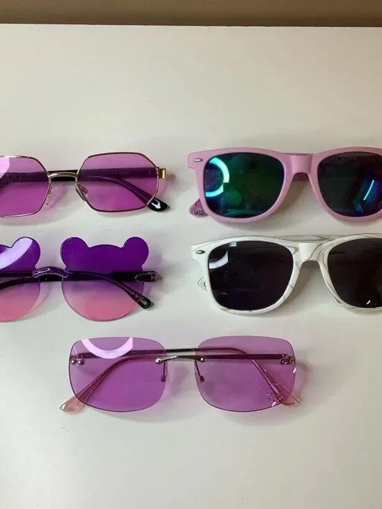 Girls Sunglasses Bundle Of 5pairs Pink, Purple And White, Cute Lot. Used