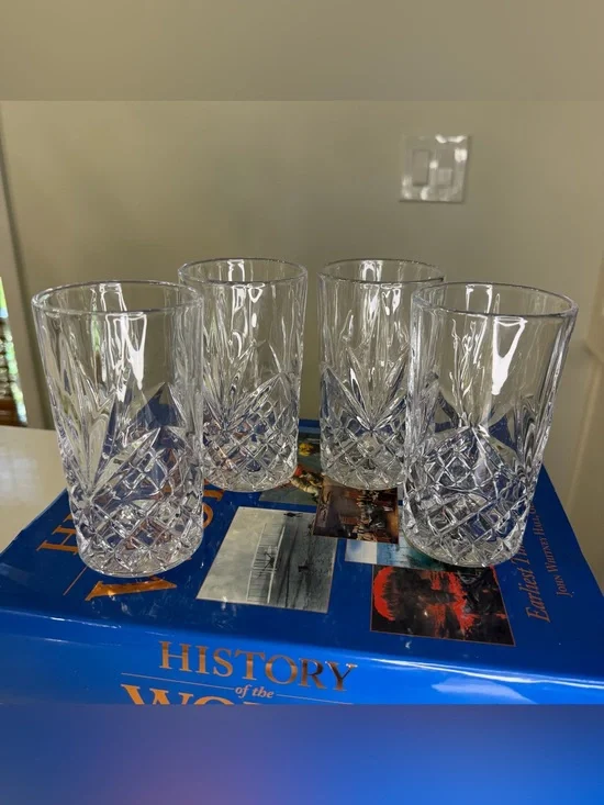 Pottery Barn -Pattern Highball cocktail Glasses - Set of 4