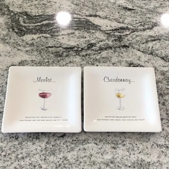 Pottery Barn Merlot & Chardonnay Wine Guide Plates