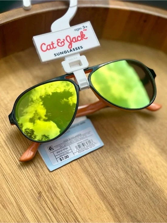 *3/$15, Cat & Jack Kids Aviator Sunglasses - Black Frames with Mirrored Lenses