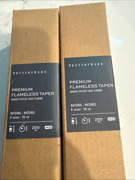 NWT 2 Pottery Barn Natural Premium Flameless Taper Candles