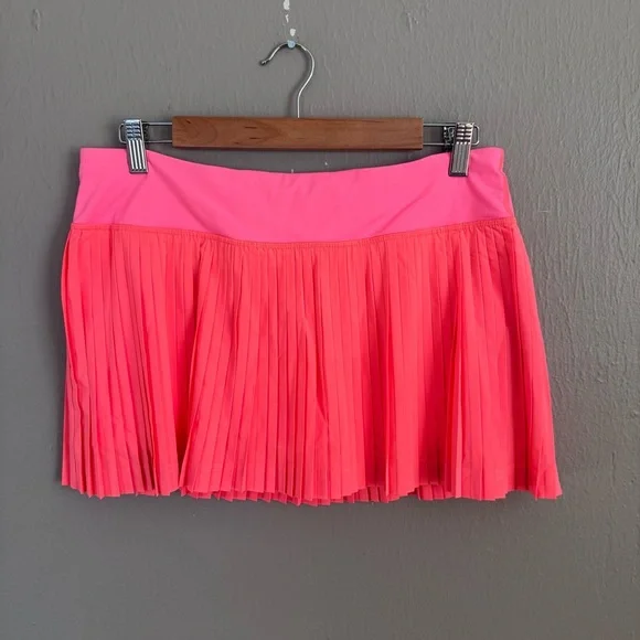 Lululemon Pace Rival Skirt Pleated Neon Pink Tennis Running Skirt Size 8