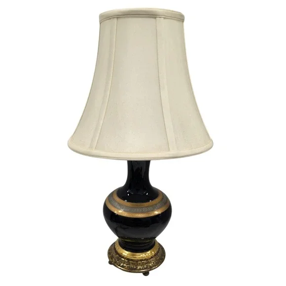 Marbro Original Italian Porcelain Table Lamp Cobalt Blue 1960s Empire RARE‎