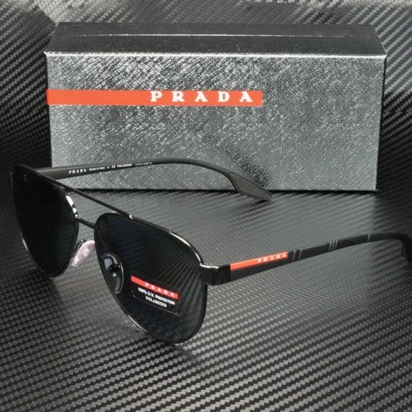 Prada Men's Black and Grey Polarized Sunglasses!