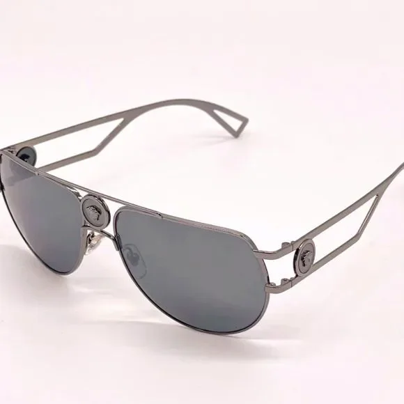 New! Versace Gray Unisex 60mm Sunglasses