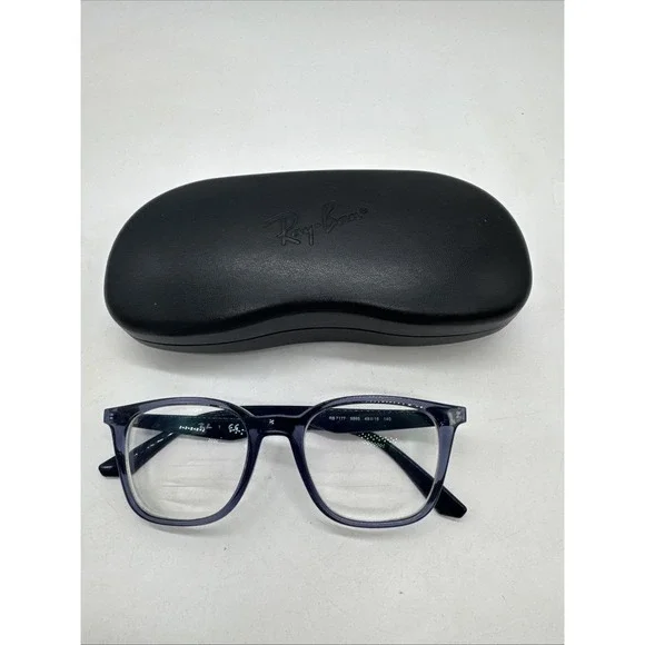RAY BAN RB7177 Blue Unisex Square Full Rim Eyeglasses 5995 49-18-140 And Case