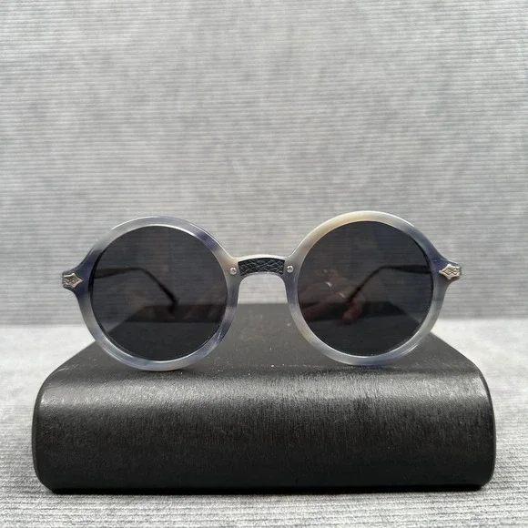 PAEO Los Angeles Mulholland 90 Round Sunglasses Y2K  Blue Silver Handcrafted 47