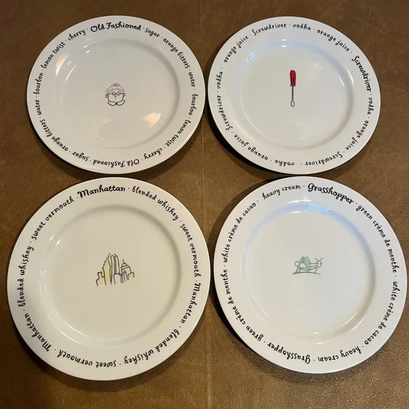 Set of 4 Pottery Barn Appetizer Plates Featuring 