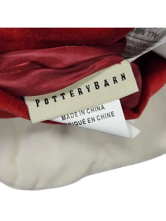 POTTERY BARN Velvet Christmas Stocking Embroidered 