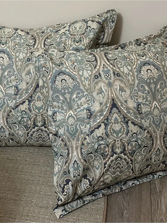 Pottery Barn Paisley Print Pillow Shams in Blue, Gray, Cream