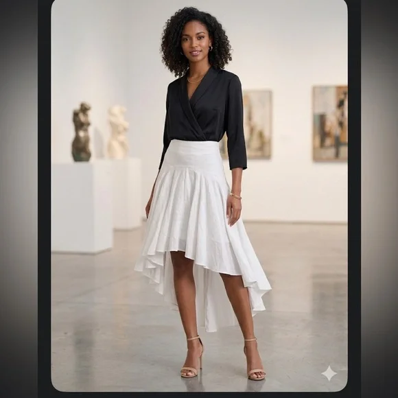 Vanessa Riley Chic White High-Low Skirt