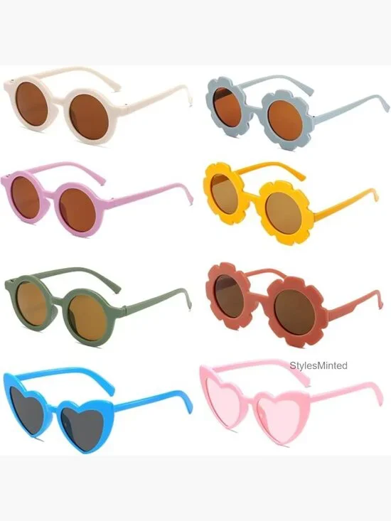 8 Toddler Sunglasses Heart Round Flower Shaped Cute Girls Party