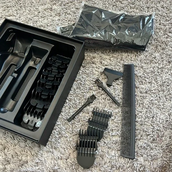 Professional Hair Clipper Guard Set with Comb Cape‎ and Cleaning Brushes Black