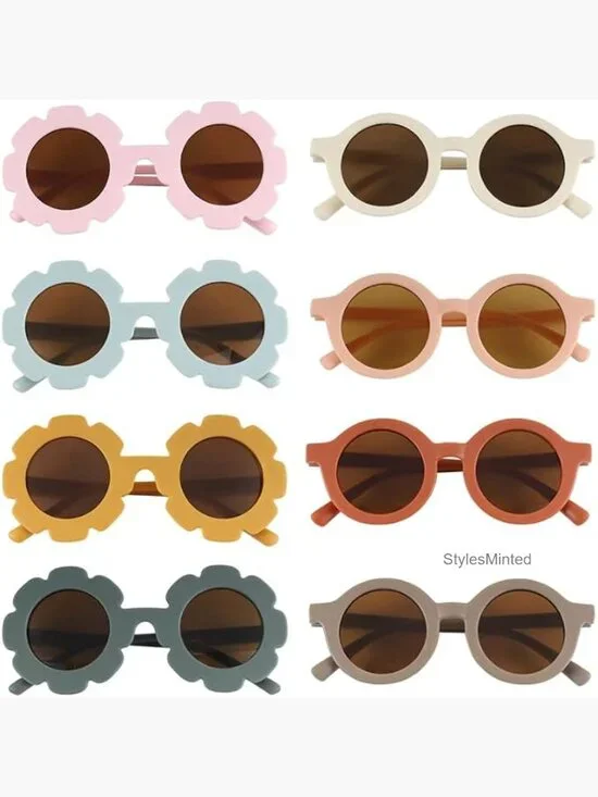 Kids' Sunglasses Set 8 Pack Flower & Round UV Protection