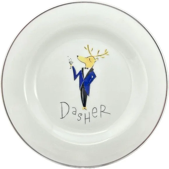 Pottery Barn DASHER REINDEER Dessert Salad Plate 8.5