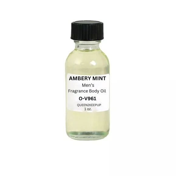 Ambery Mint (Men) Body Oil 1 oz Fragrance All Natural Scent Glass Bottle