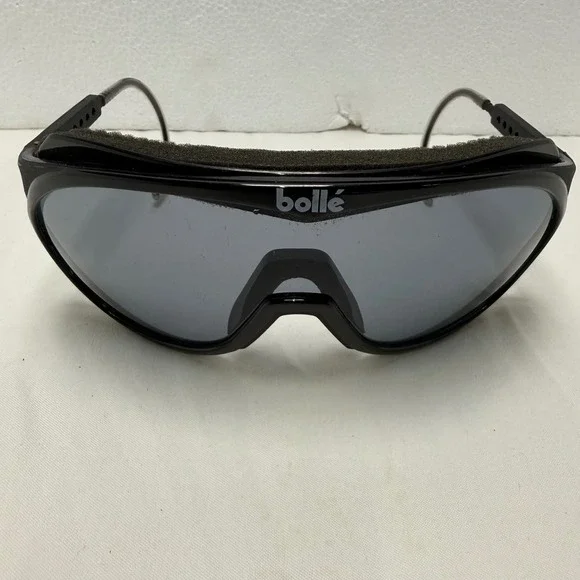 Bolle‎ Sunglasses Unisex Black Chronoshield Vintage Shield Wrap Sport Glasses