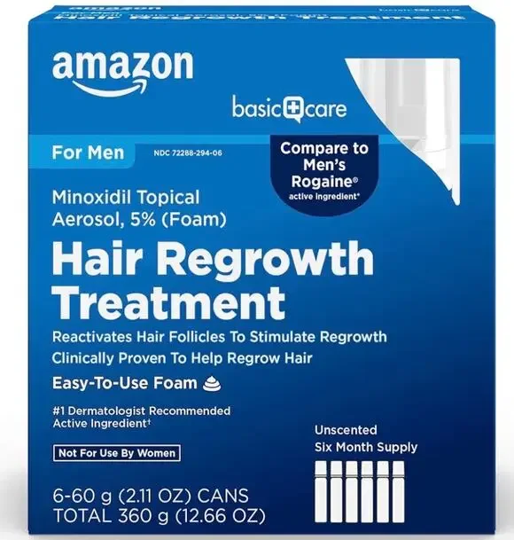 Amazon Men Hair Regrowth Treatment 5% Minoxidil Topical Aerosol Foam 6 Month