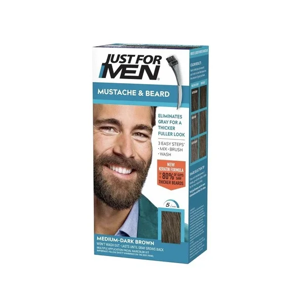 Just For Men Mustache & Beard Brush-In Color Gel Medium Dark Brown M40 1 Count