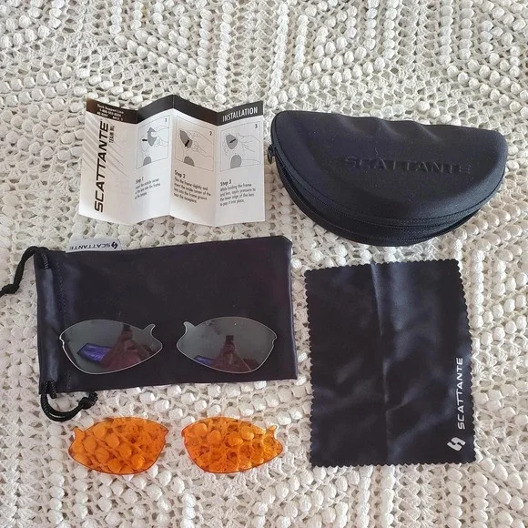 Scattante Team ML Replacement Sunglass Lenses Case Kit‎ Orange Black Cycling UV