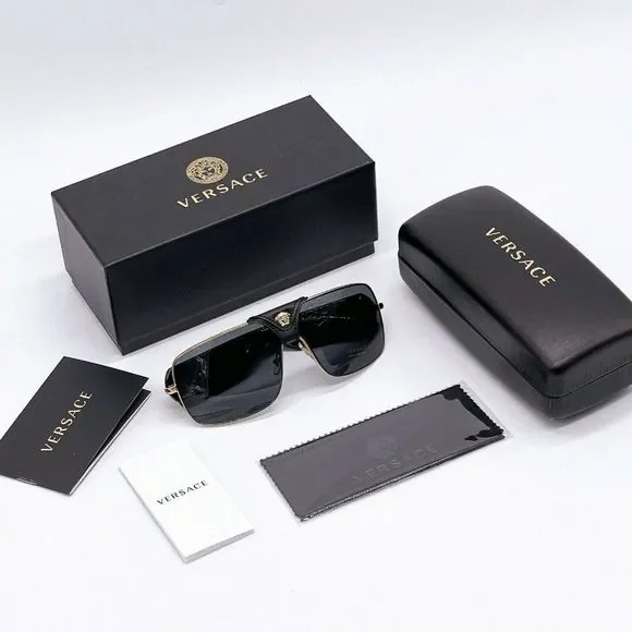 New Versace Black w/ Gold Accent Unisex Sunglasses