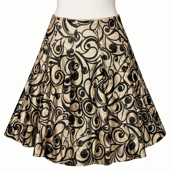 VTG 18 Y2K Pure Silk Talbots A-line Baroque Scroll Print Quiet Luxery Classic