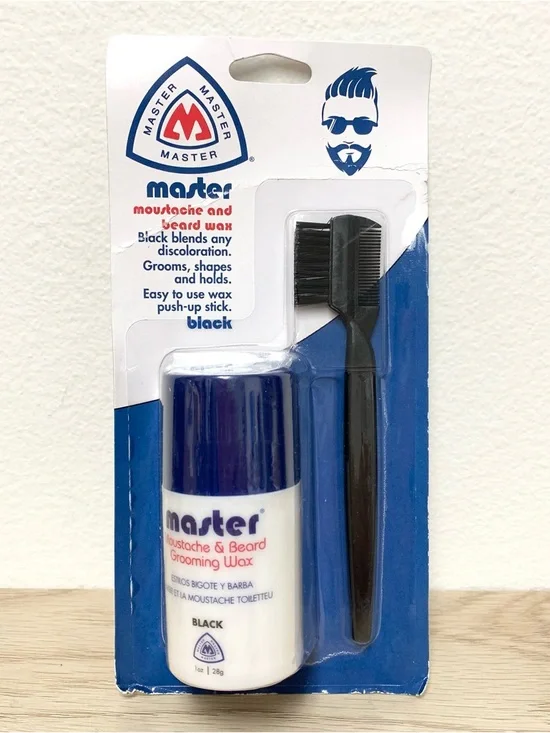 Master Moustache and Beard Wax Stick +‎ Comb BLACK - Colors Grooms Shapes Holds