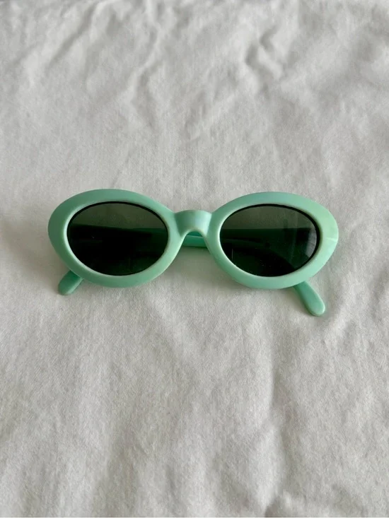 Vintage Mint Green Oval Baby Sunglasses with Dark Lenses