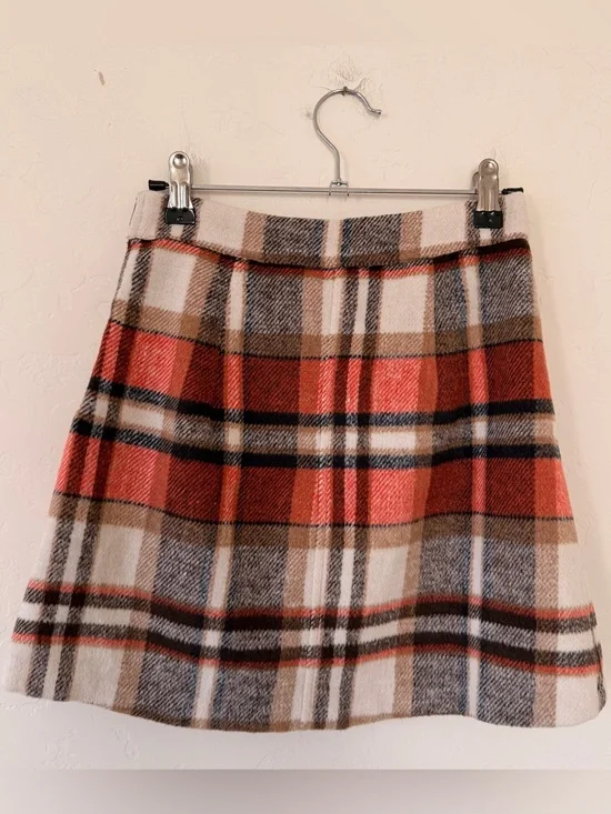 Lulu’s Plaid A-Line Wool Skirt Size XS