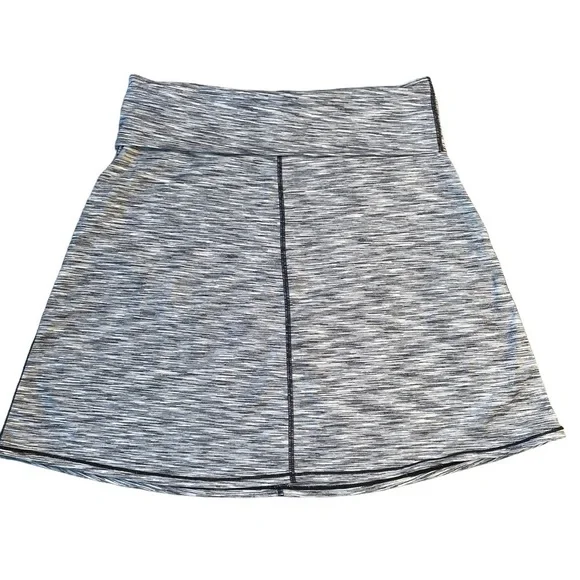 Prana Leanne Skirt Foldover Waist Small Black Grey Spacedye Stripe